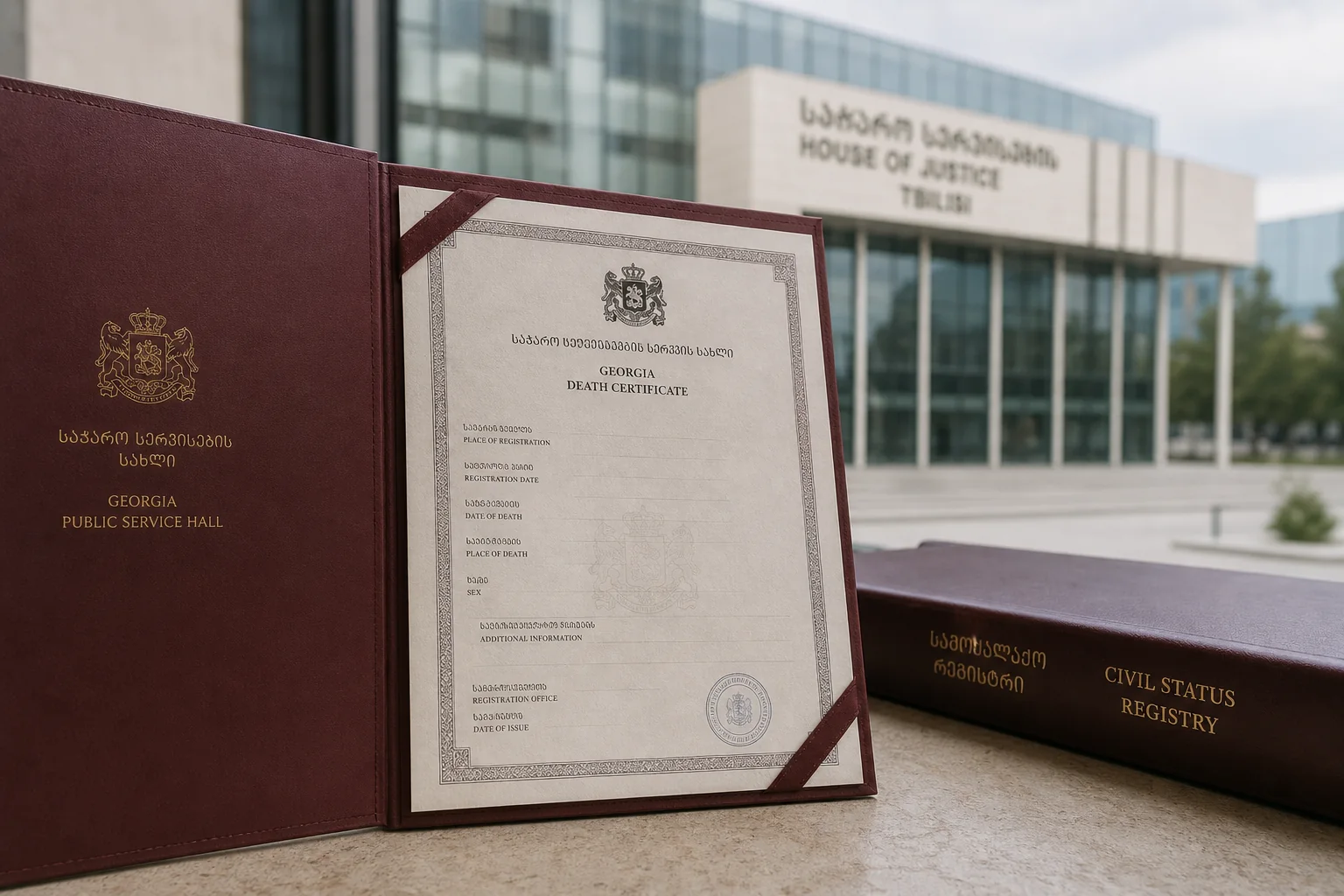 Грузинское свидетельство о смерти в официальной папке