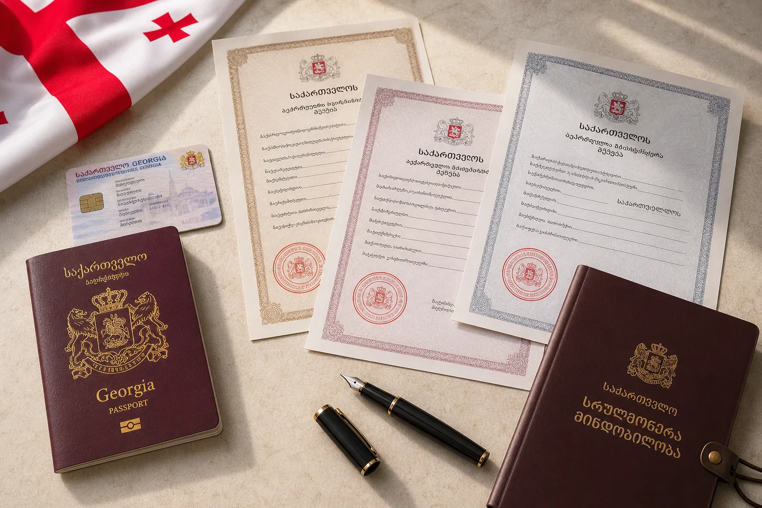 Грузинские официальные документы, паспорт и свидетельства